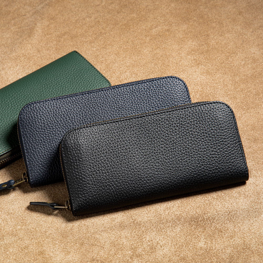 ファスナー長財布 シュリンク型押し